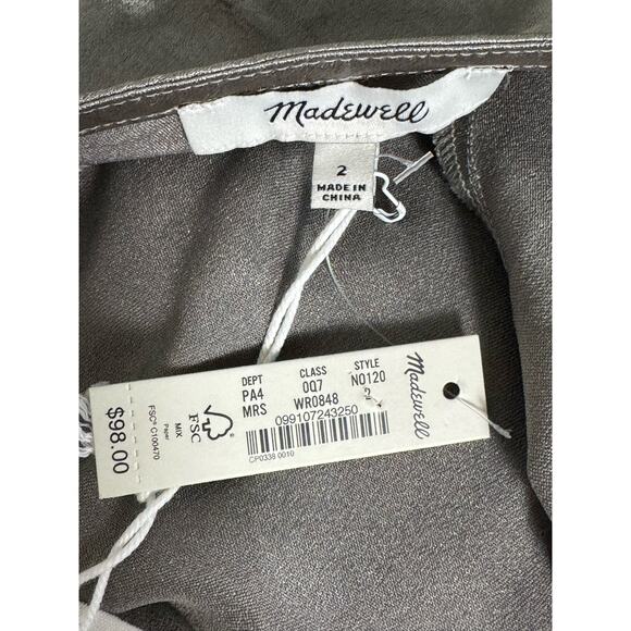 NWT Madewell The Layton Midi Slip Dress in Metallic Recycled‎ Satin Size 2 - Picture 11 of 16